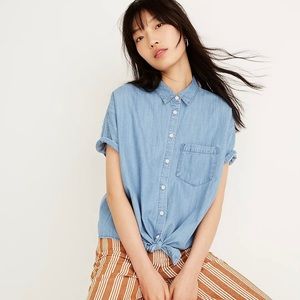Madewell Denim Short-Sleeve Tie-Front Shirt | Size: M